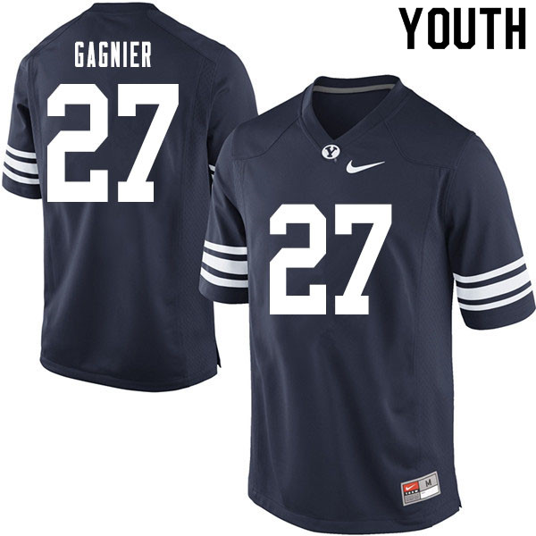 Youth #27 Tavita Gagnier BYU Cougars College Football Jerseys Sale-Navy